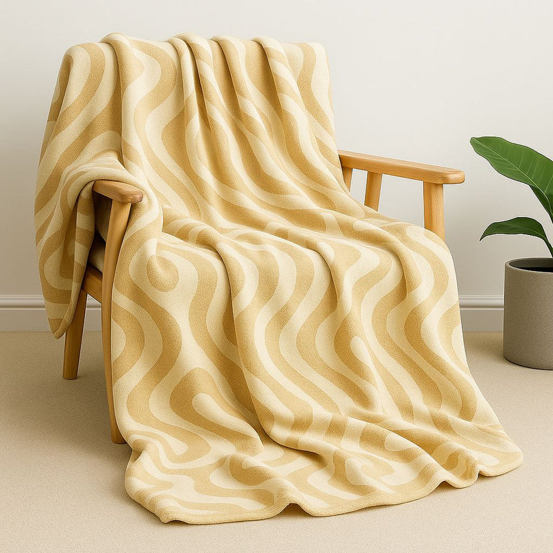 Double Face Blanket – Beige waves Design