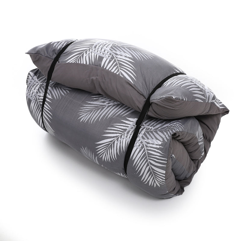 Floor Foldable Mattress (Gray Tropical Design)