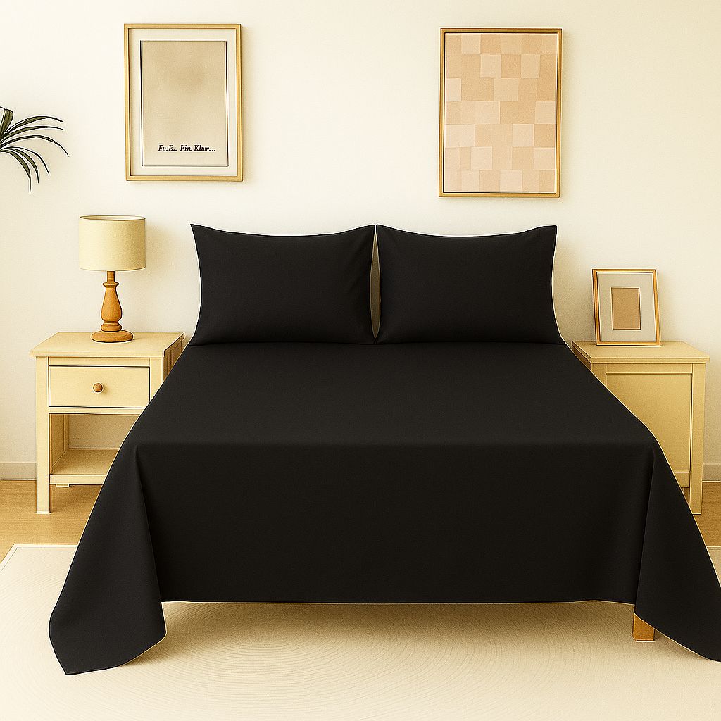Flat Bed Sheet Set – Soft & Breathable Basic Colors Collection Plain Microfiber