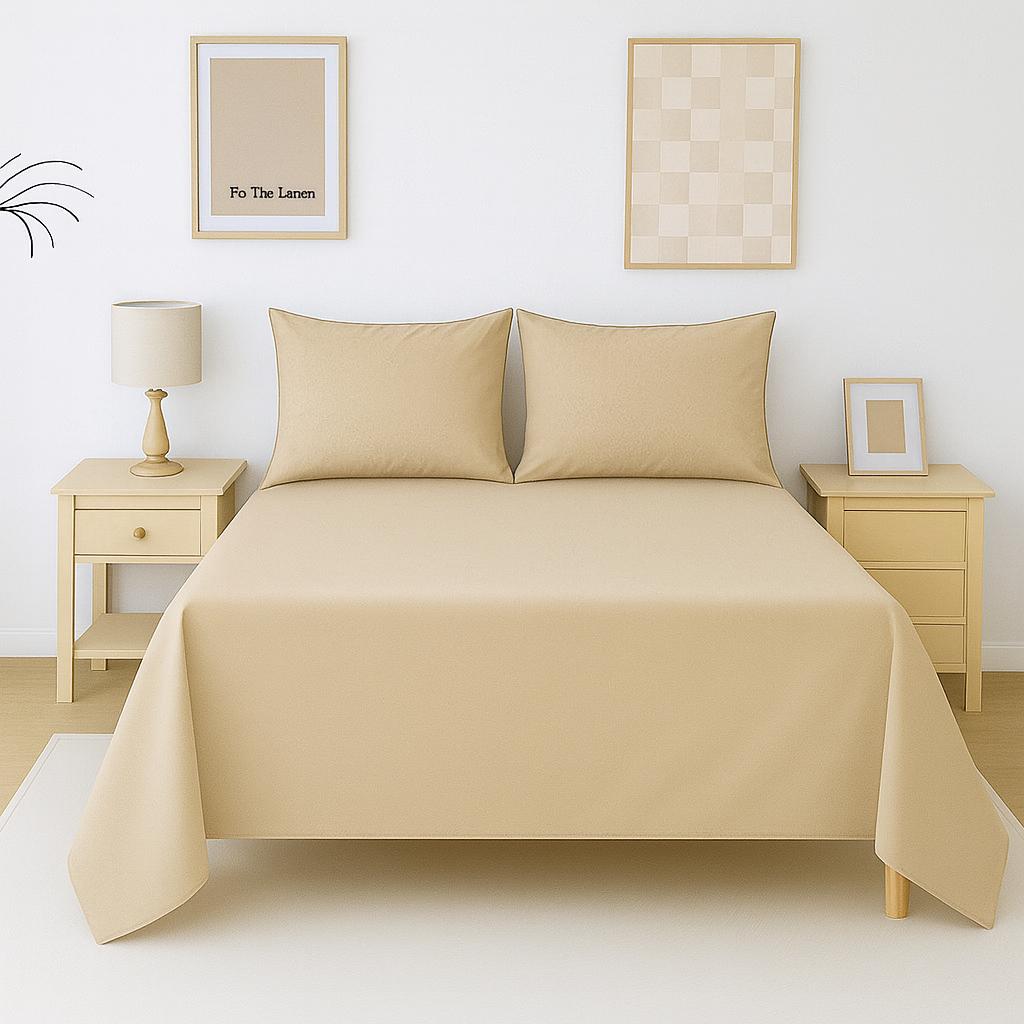 Flat Bed Sheet Set – Soft & Breathable Basic Colors Collection Plain Microfiber