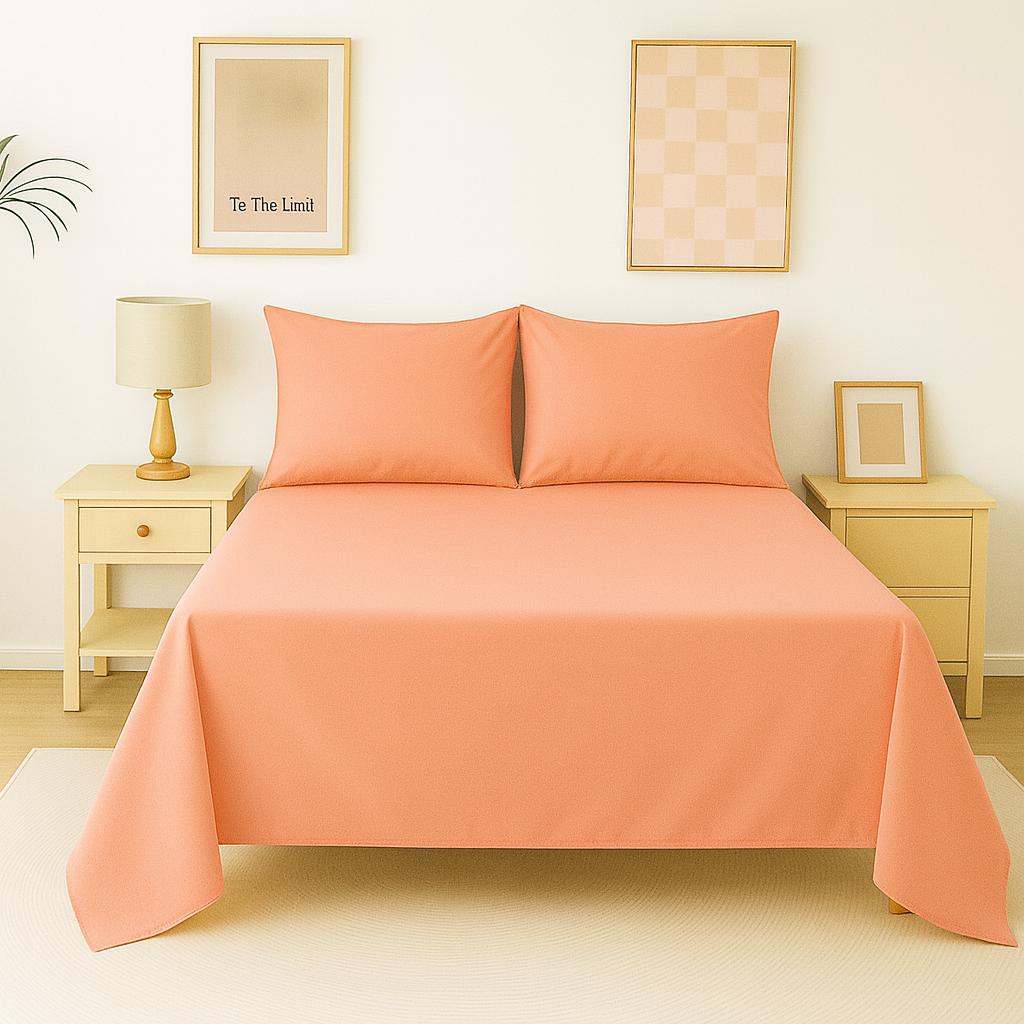 Flat Bed Sheet Set – Soft & Breathable Pop Color Collection Plain Microfiber