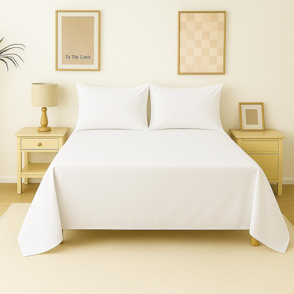 Flat Bed Sheet Set – Soft & Breathable Basic Colors Collection Plain Microfiber