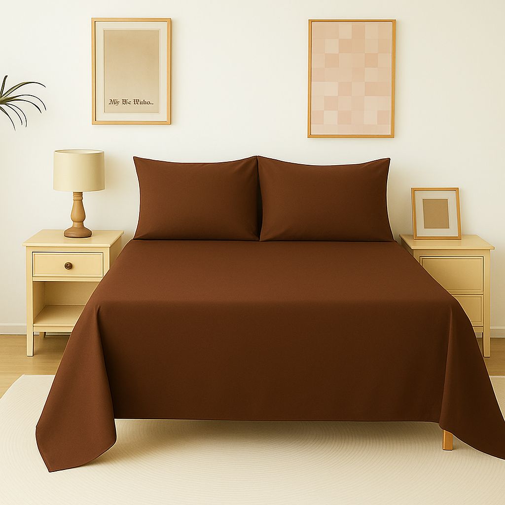 Flat Bed Sheet Set – Soft & Breathable Basic Colors Collection Plain Microfiber