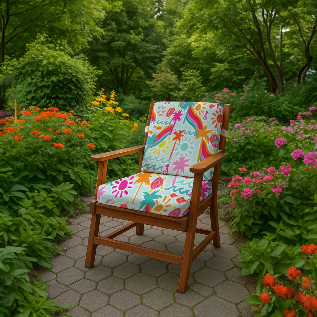 Full Chair Cushion– Soft Padded for Beach & Garden – Palm Beach Design