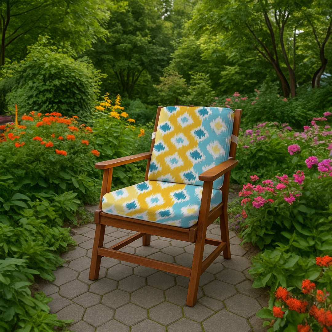 Full Chair Cushion – Soft Padded for Beach & Garden – Yellow vibes Design
