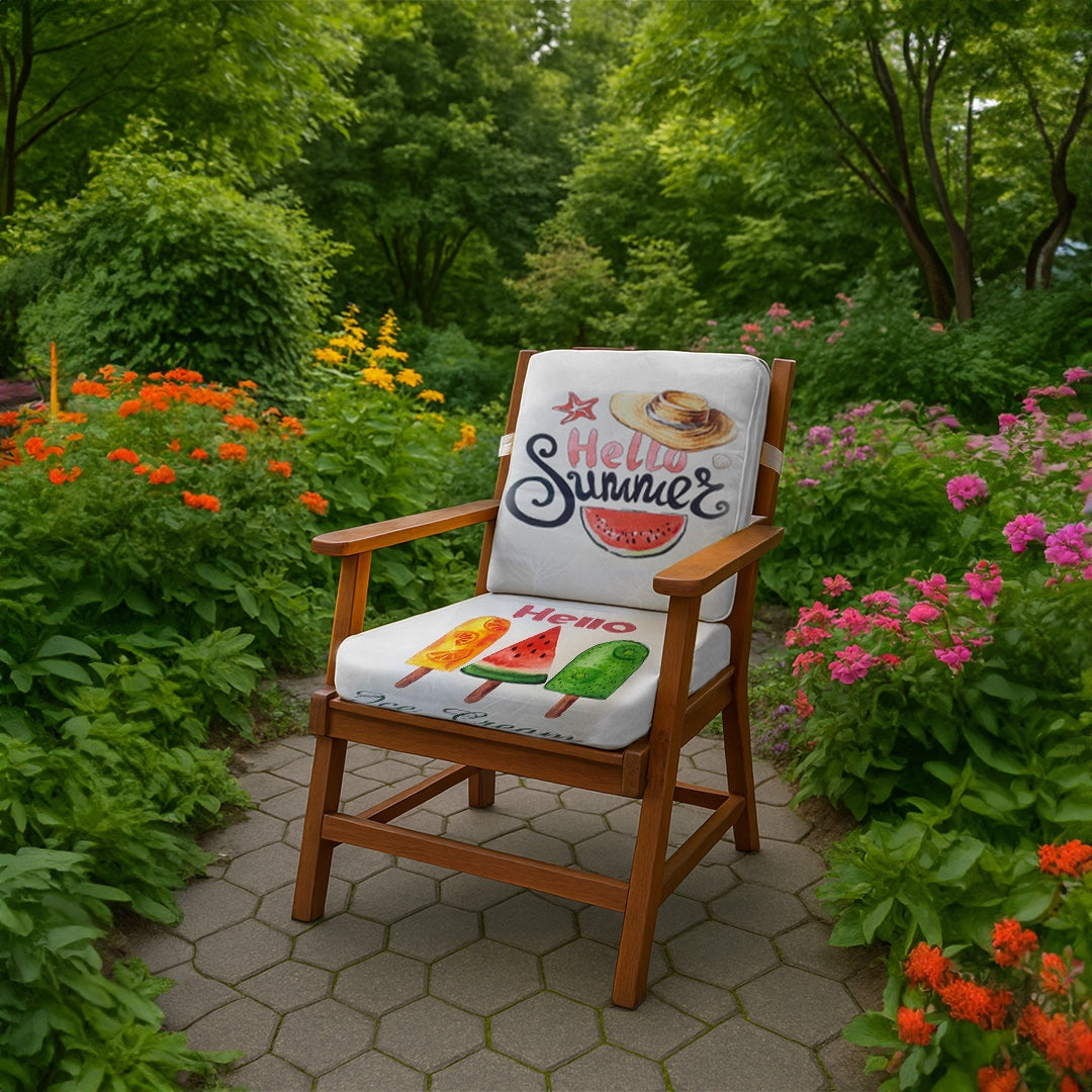 Full Chair Cushion – Soft Padded for Beach & Garden – Hello Summer Design