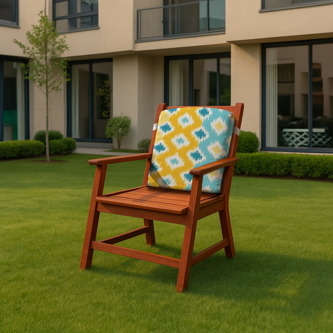 Back or Seat Chair Cushion – Soft Padded For Beach & Garden – Yellow Vibes Design