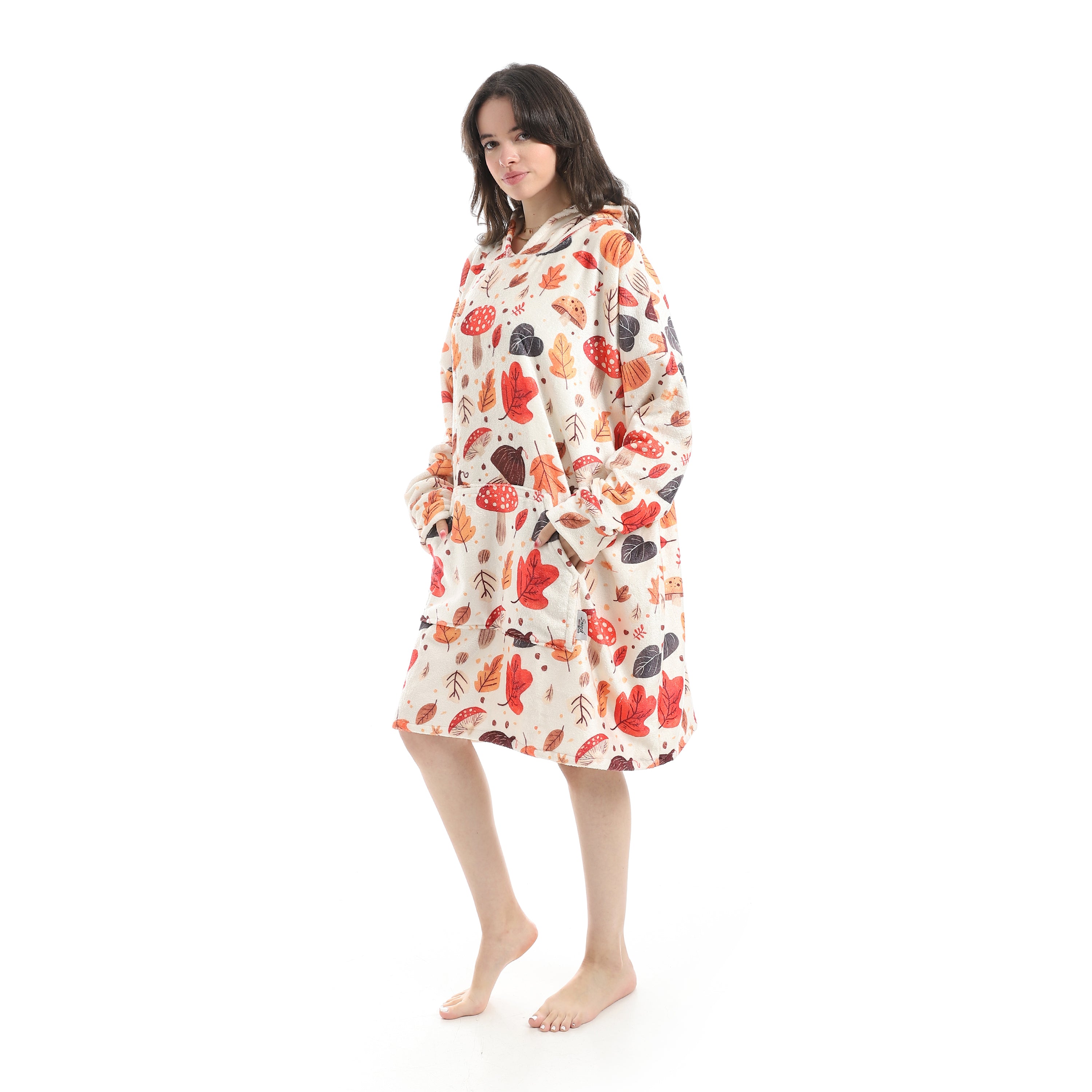 Oversized Wearable Blanket Hoodie – Pumpkin Design