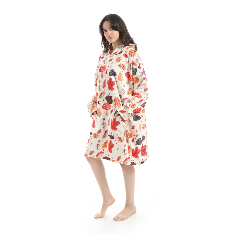 Oversized Wearable Blanket Hoodie – Pumpkin Design