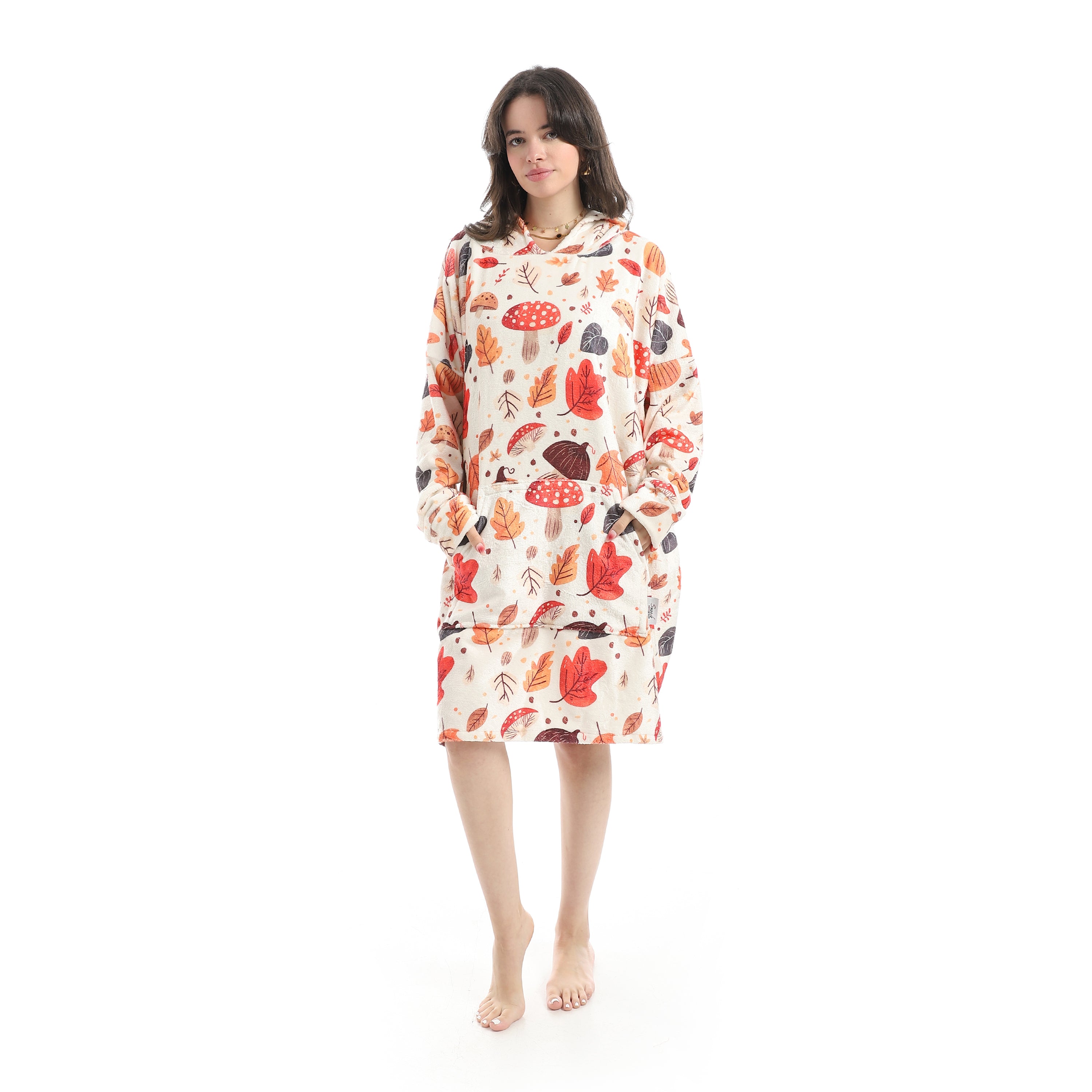 Oversized Wearable Blanket Hoodie – Pumpkin Design