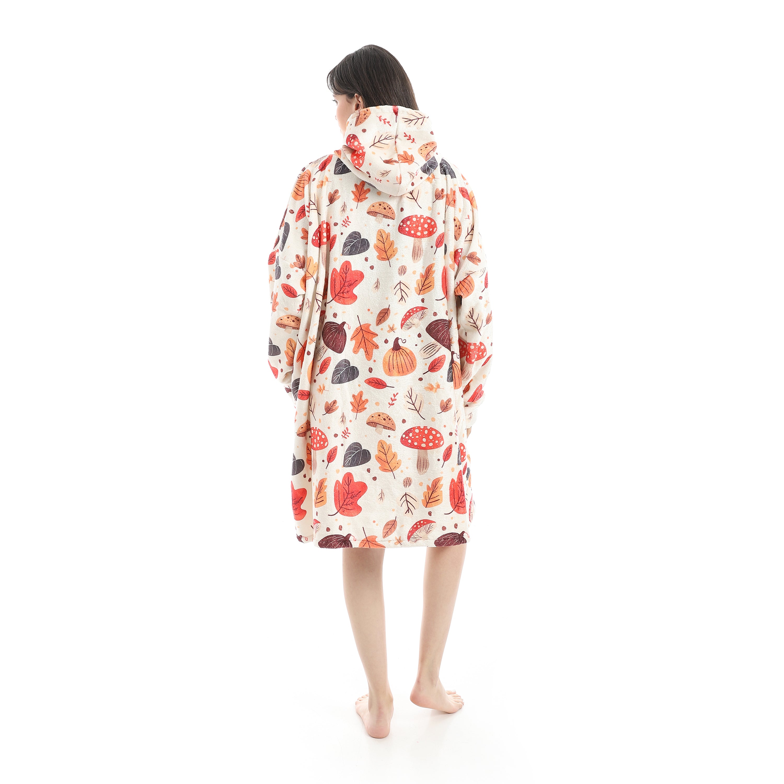 Oversized Wearable Blanket Hoodie – Pumpkin Design