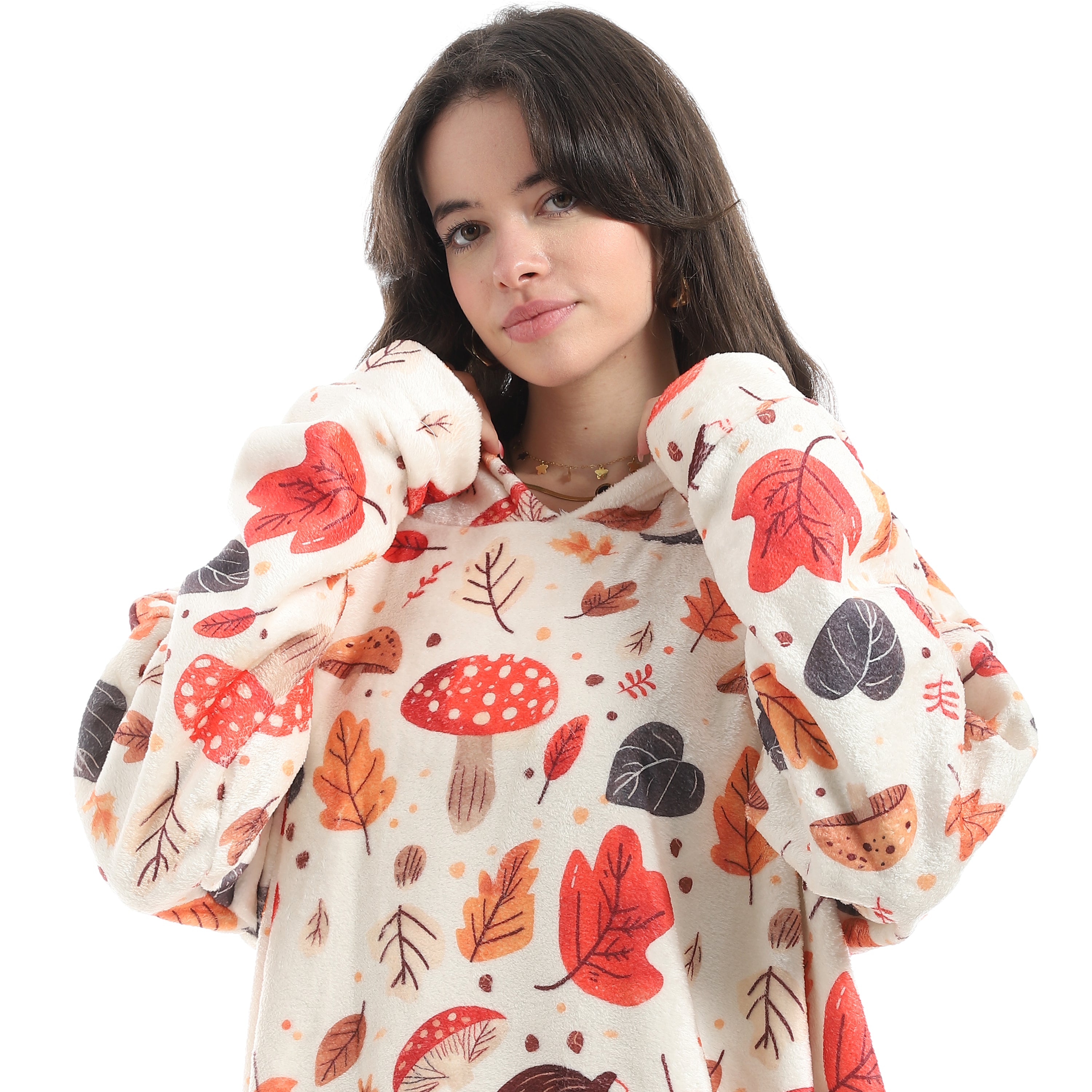 Oversized Wearable Blanket Hoodie – Pumpkin Design