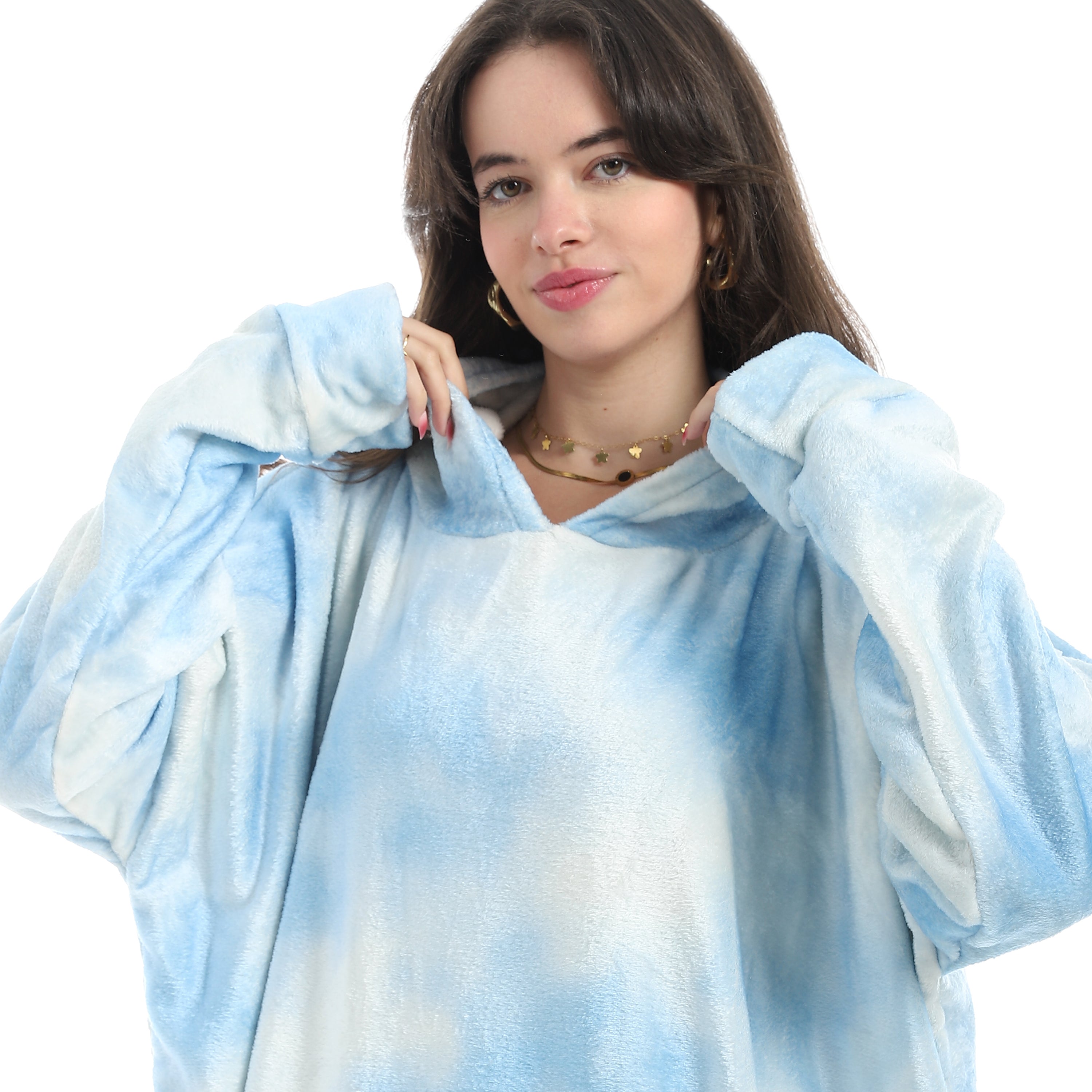 Oversized Wearable Blanket Hoodie –  Cloudy Design