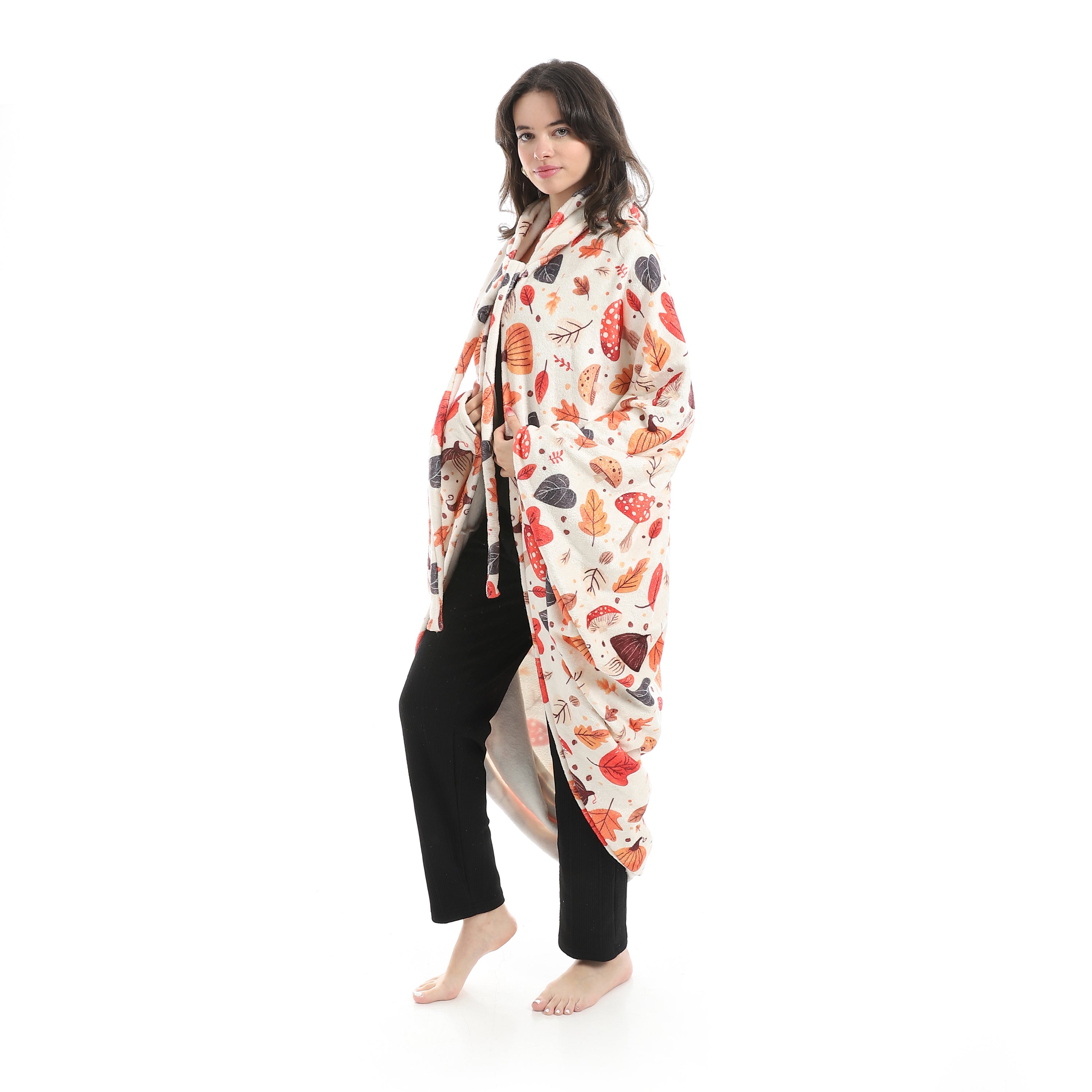Wearable Blanket Hoodie – Pumpkin Design