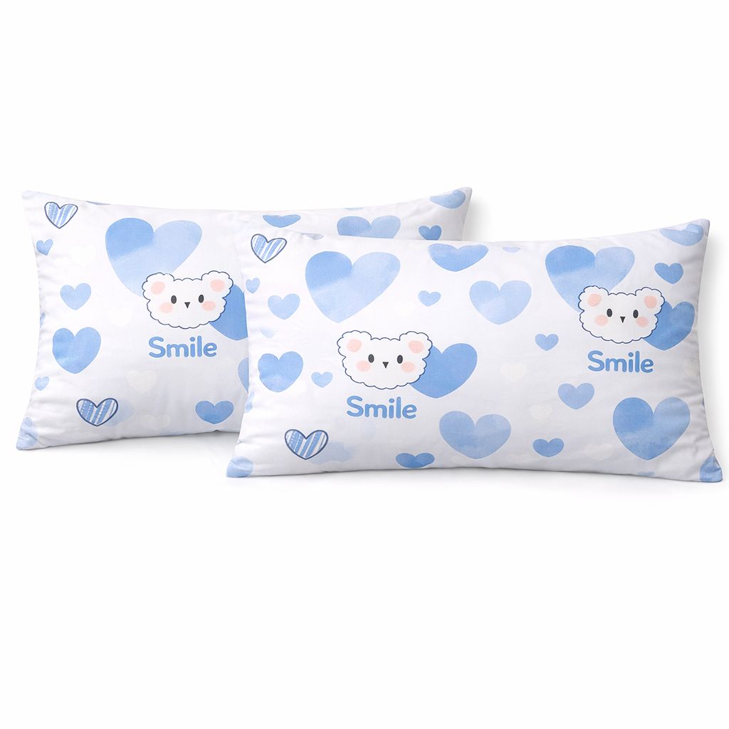 Smiley Pillowcases Set 2 Pcs – Soft & Breathable Blended Cotton