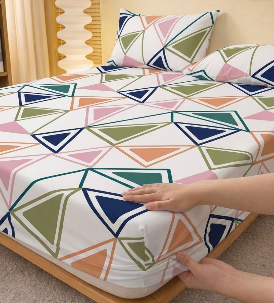Trigo Fitted Bed Sheet Set – Soft & Breathable Blended Cotton