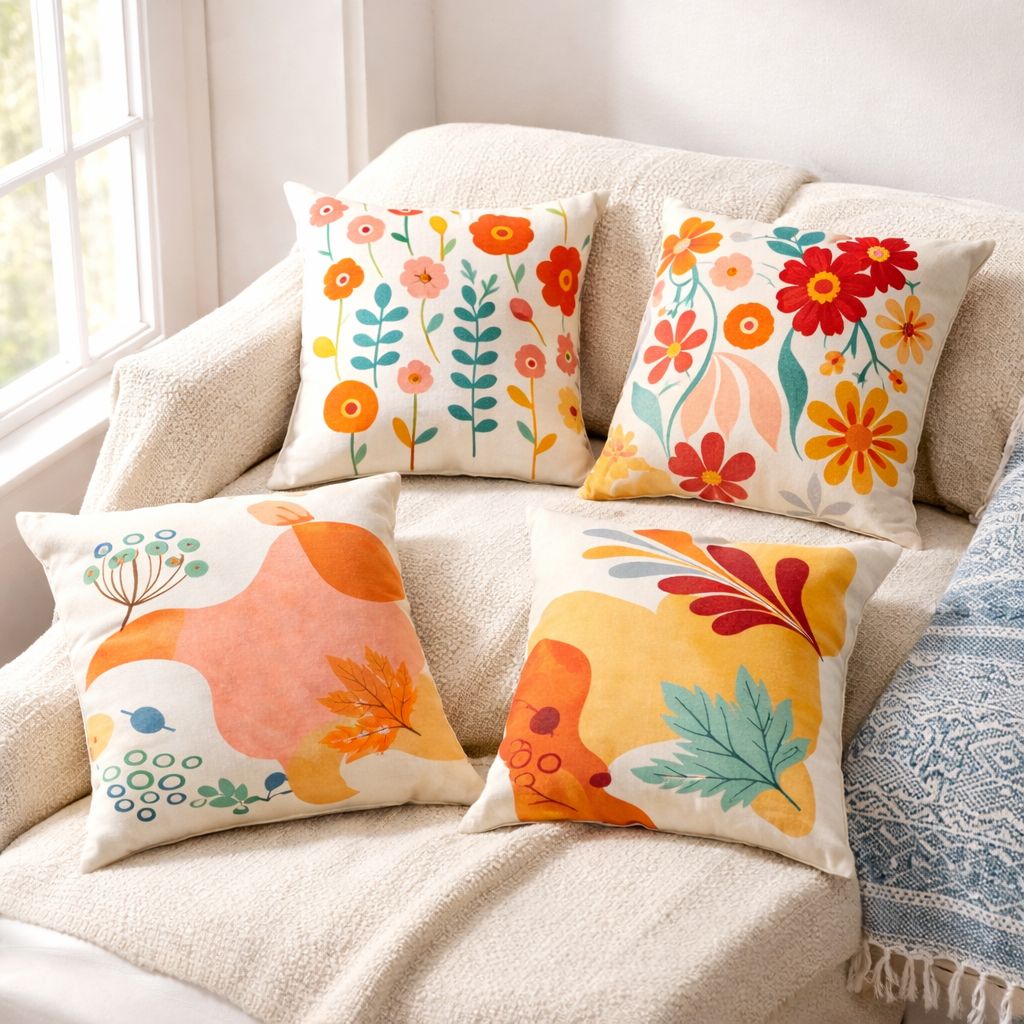 Cushion Cover Set 4 Pcs - Bloomy Design