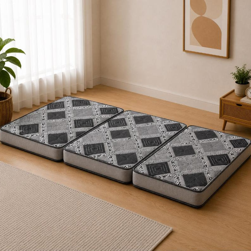 Foldable Mattress – Easy Bed To Go Gray Grid Design