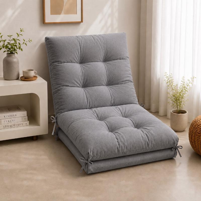 Gray Foldable Floor Mattress Sofa Bed – Multi-Position