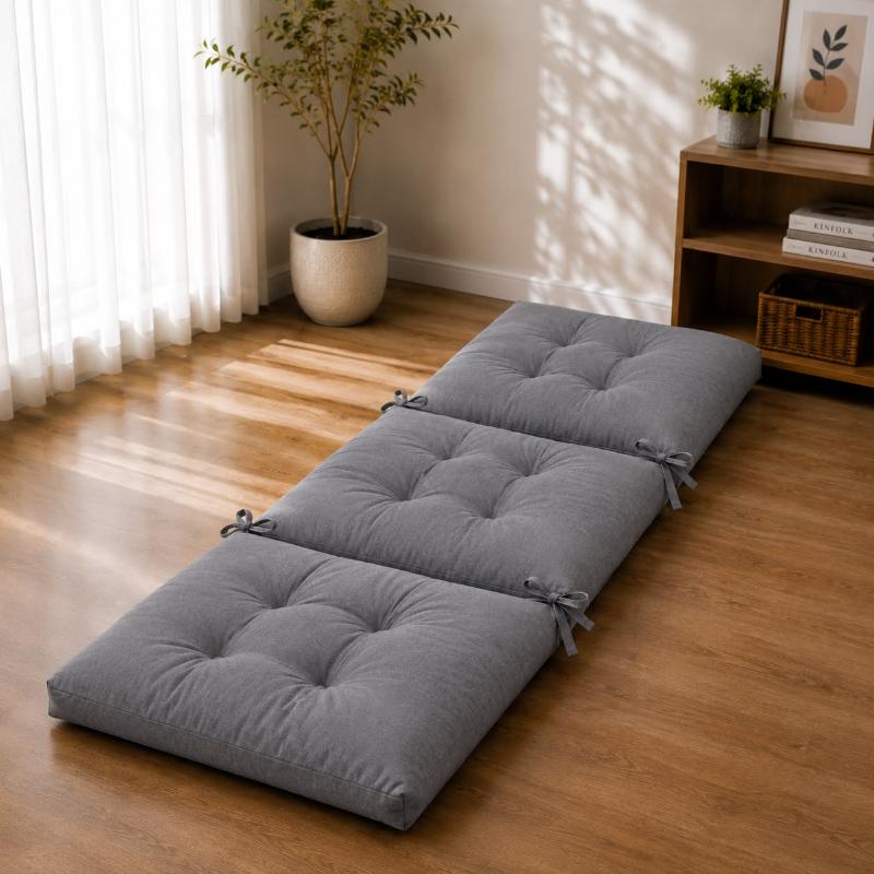 Gray Foldable Floor Mattress Sofa Bed – Multi-Position