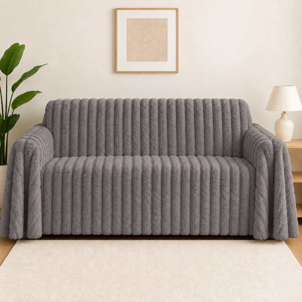 Ribbed Sofa Cover – Textured Couch Cover