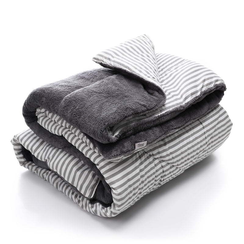 Double Face Winter Quilt – Gray Striped Design