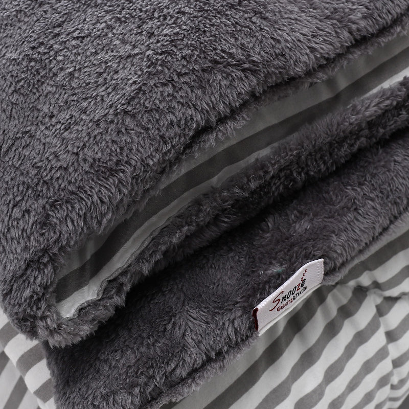 Double Face Winter Quilt – Gray Striped Design