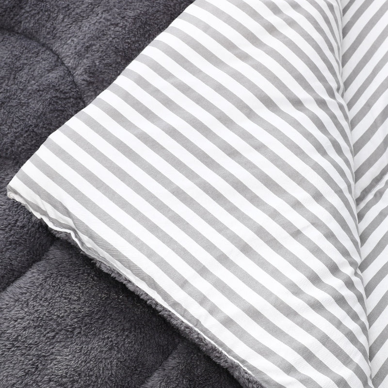 Double Face Winter Quilt – Gray Striped Design