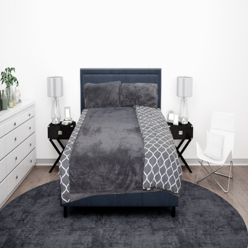 Trio Quilt Set (3-in-1) All Season – Zigzag Design with Fleece