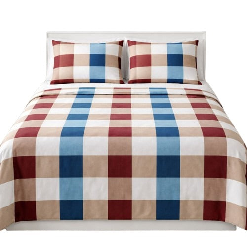 Brown Caro Flat Bed Sheet Set – Soft & Breathable Printed Microfiber