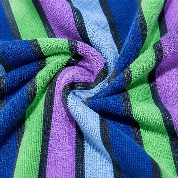 Beach Towel – Soft & Absorbent Blue Sea Stripes Design