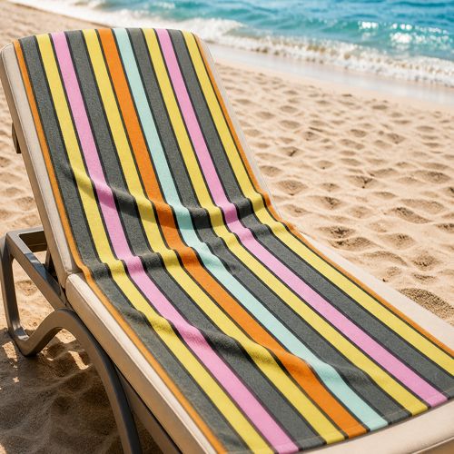 Beach Towel – Soft & Absorbent Orange Sea Stripes Design