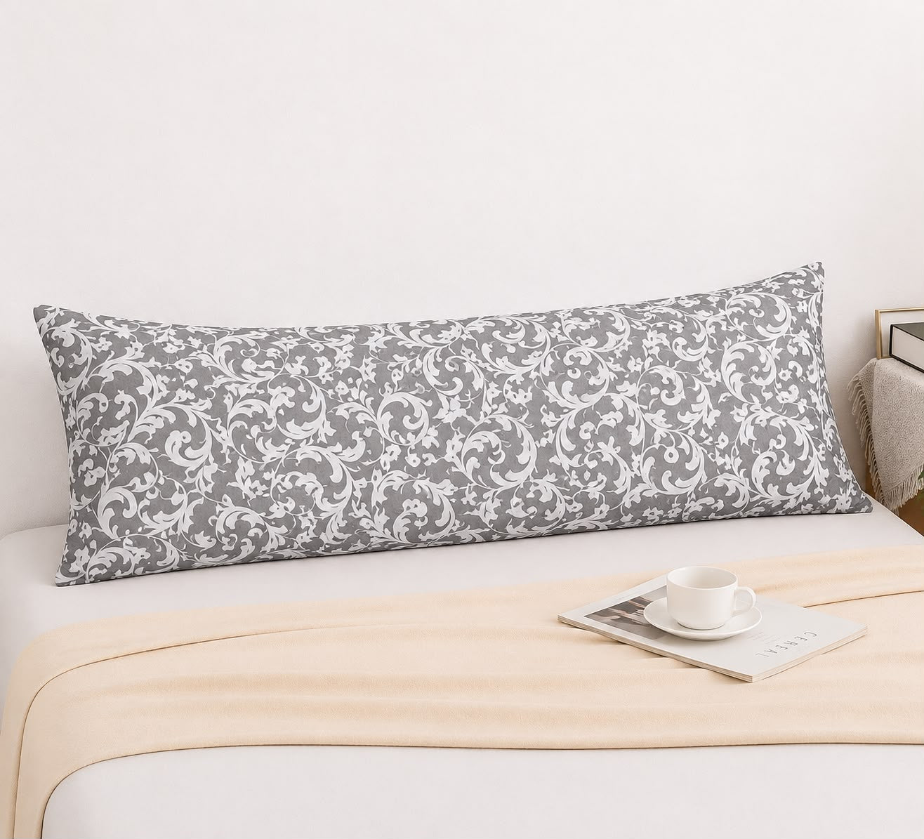 Oriental Coffee Long Pillowcase – Soft & Breathable Printed Microfiber
