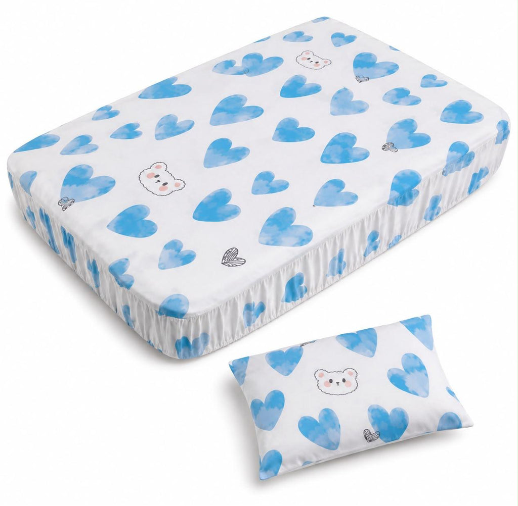 Baby Cotton Fitted Sheet Bedding Set 2Pcs – Smiley Design