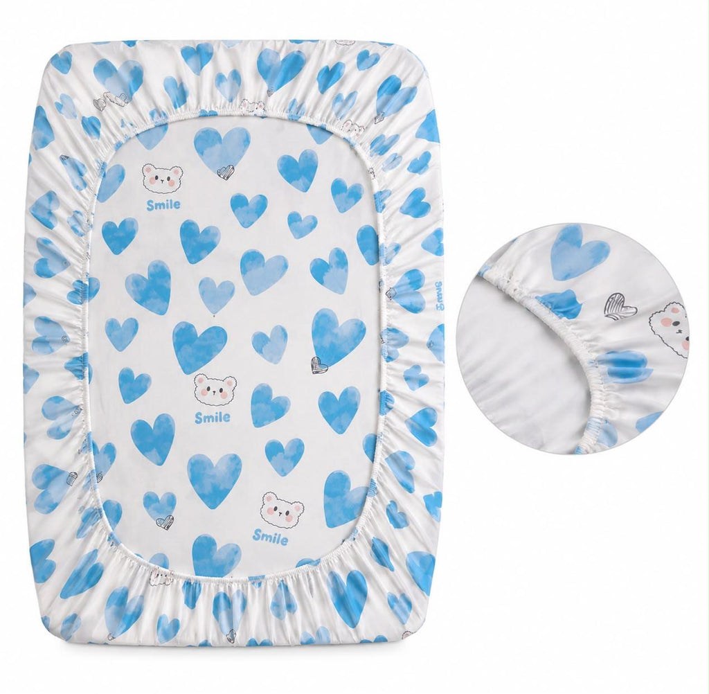Baby Cotton Fitted Sheet Bedding Set 2Pcs – Smiley Design