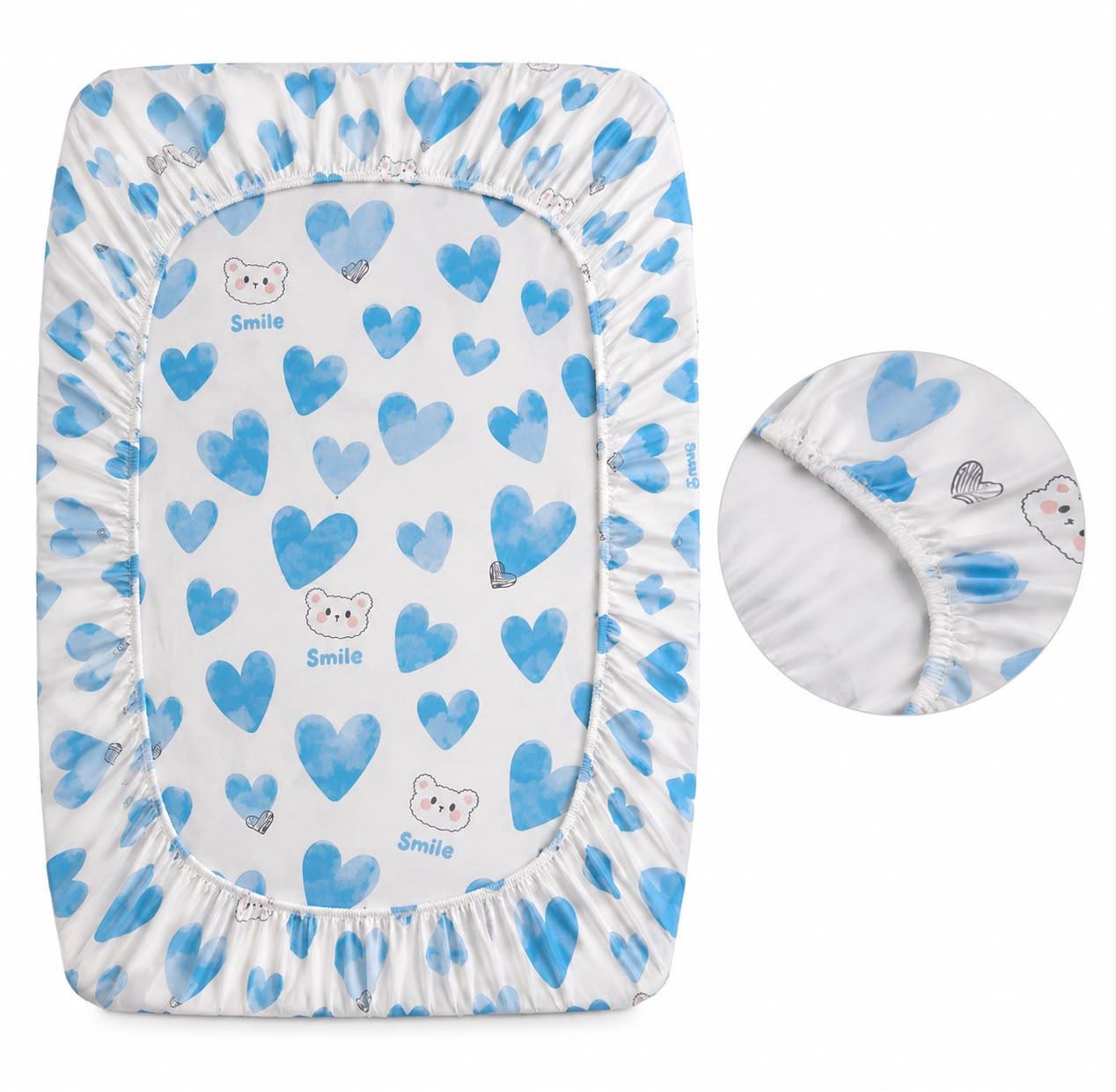 Baby Cotton Fitted Sheet Bedding Set 2Pcs – Smiley Design