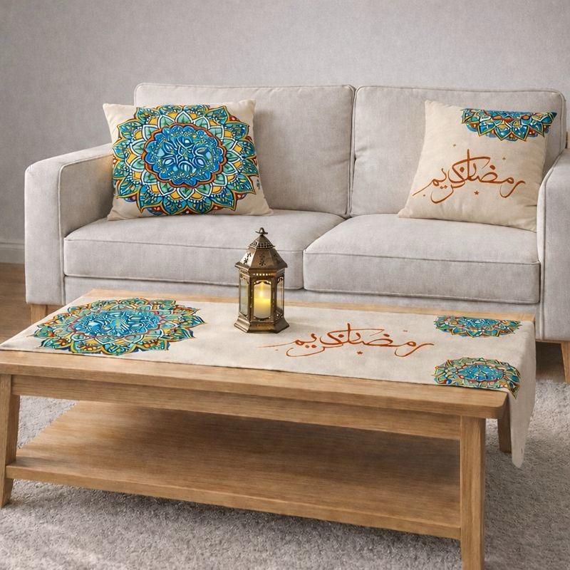 مفرش رمضان - مفرش طاولة طعام رمضاني أنيق