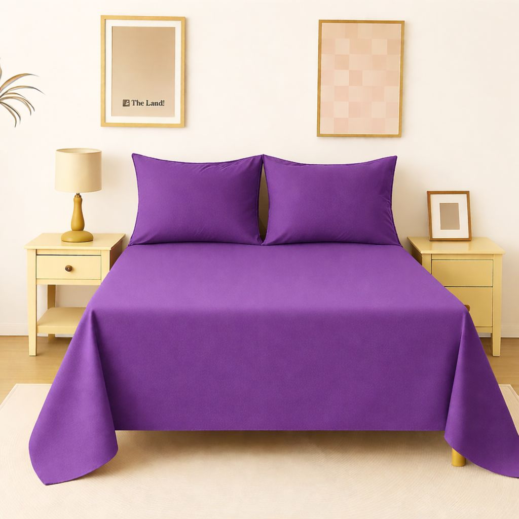 Flat Bed Sheet Set – Shades of Purple collection Plain Microfiber