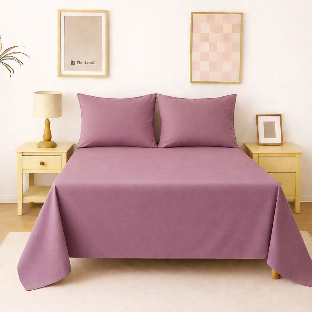 Flat Bed Sheet Set – Shades of Purple collection Plain Microfiber