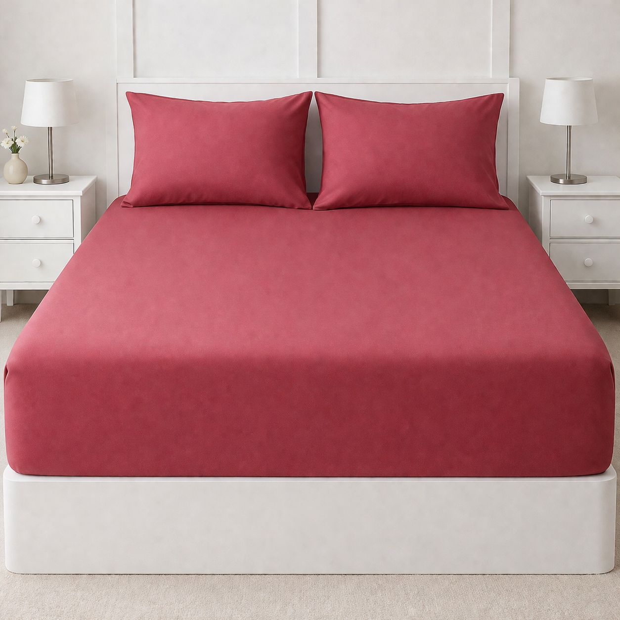 Fitted Bed Sheet Set – Shades of Purple Collection Plain Microfiber