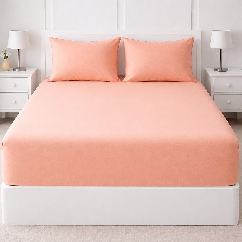 Fitted Bed Sheet Set – Soft & Breathable Pop Color Collection Plain Microfiber