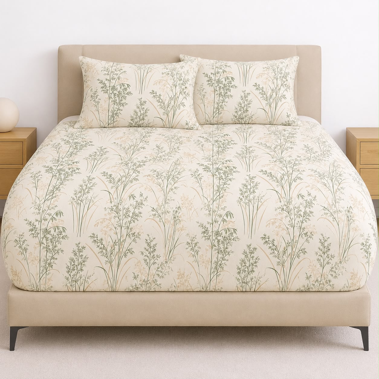 Breeze Green Fitted Bed Sheet Set – Soft & Breathable Blended Cotton