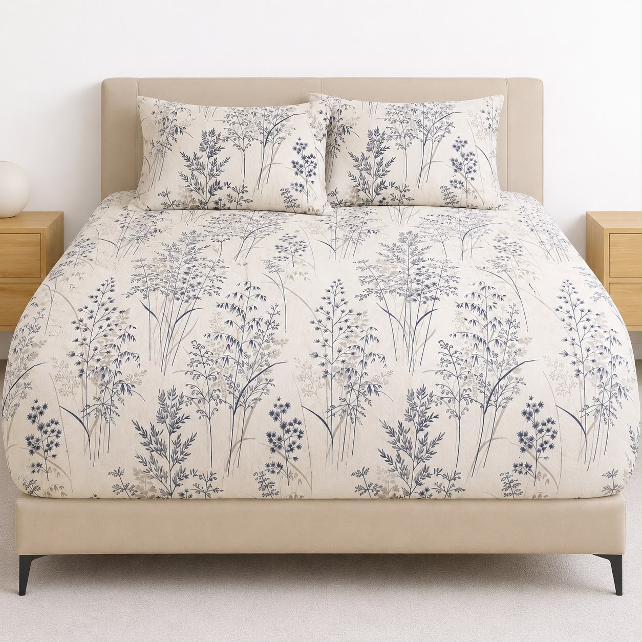 Breeze Blue Fitted Bed Sheet Set – Soft & Breathable Blended Cotton
