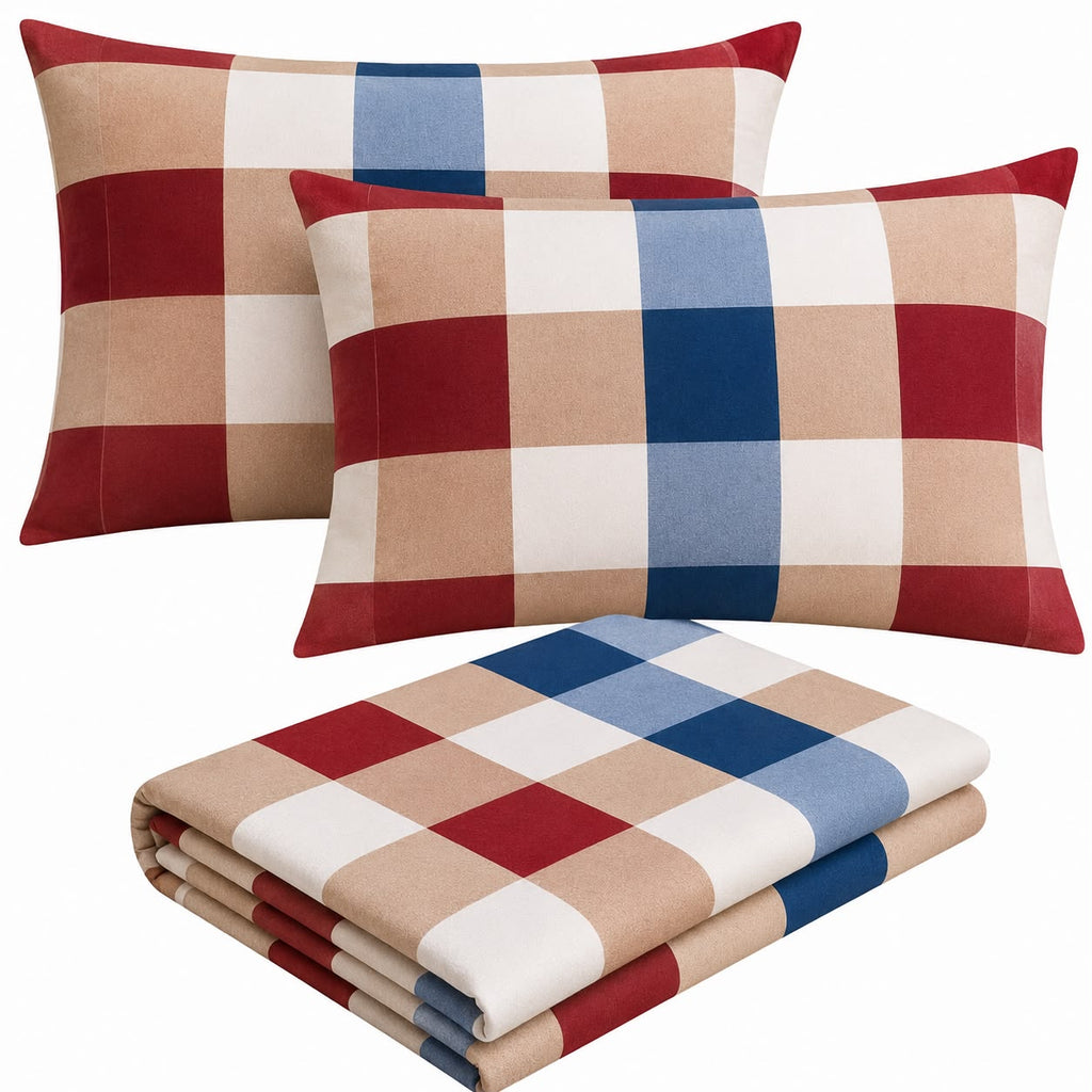 Brown Caro Flat Bed Sheet Set – Soft & Breathable Printed Microfiber