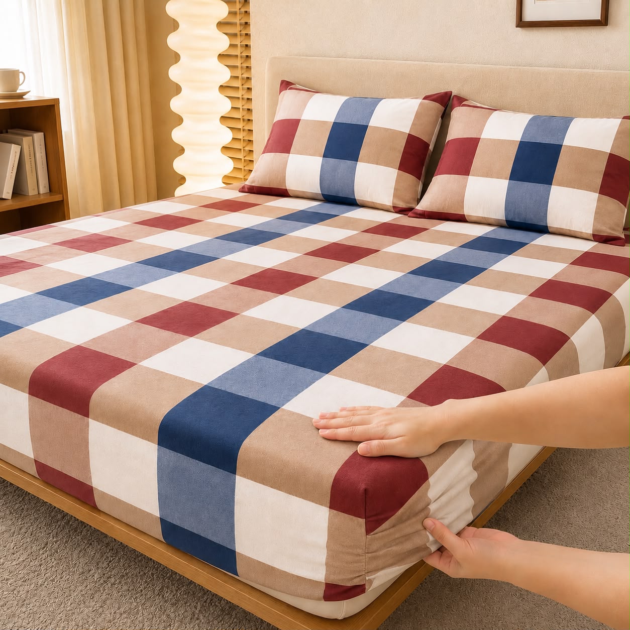 Brown Caro Fitted Bed Sheet Set – Soft & Breathable Printed Microfiber
