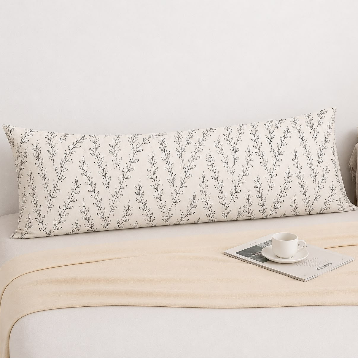 Gray Rose Long Pillowcase – Soft & Breathable Blended Cotton