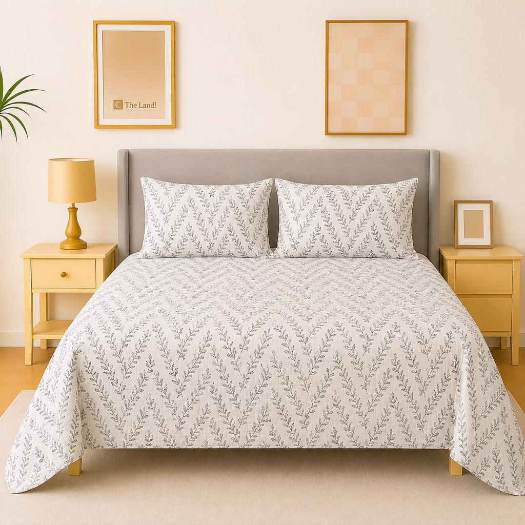Gray Rose Flat Bed Sheet Set – Soft & Breathable Blended Cotton