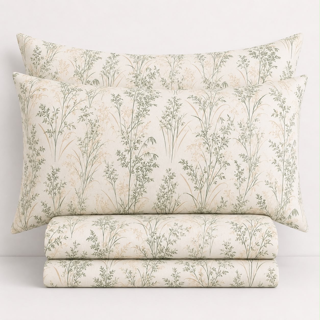 Breeze Green Flat Bed Sheet Set – Soft & Breathable Blended Cotton
