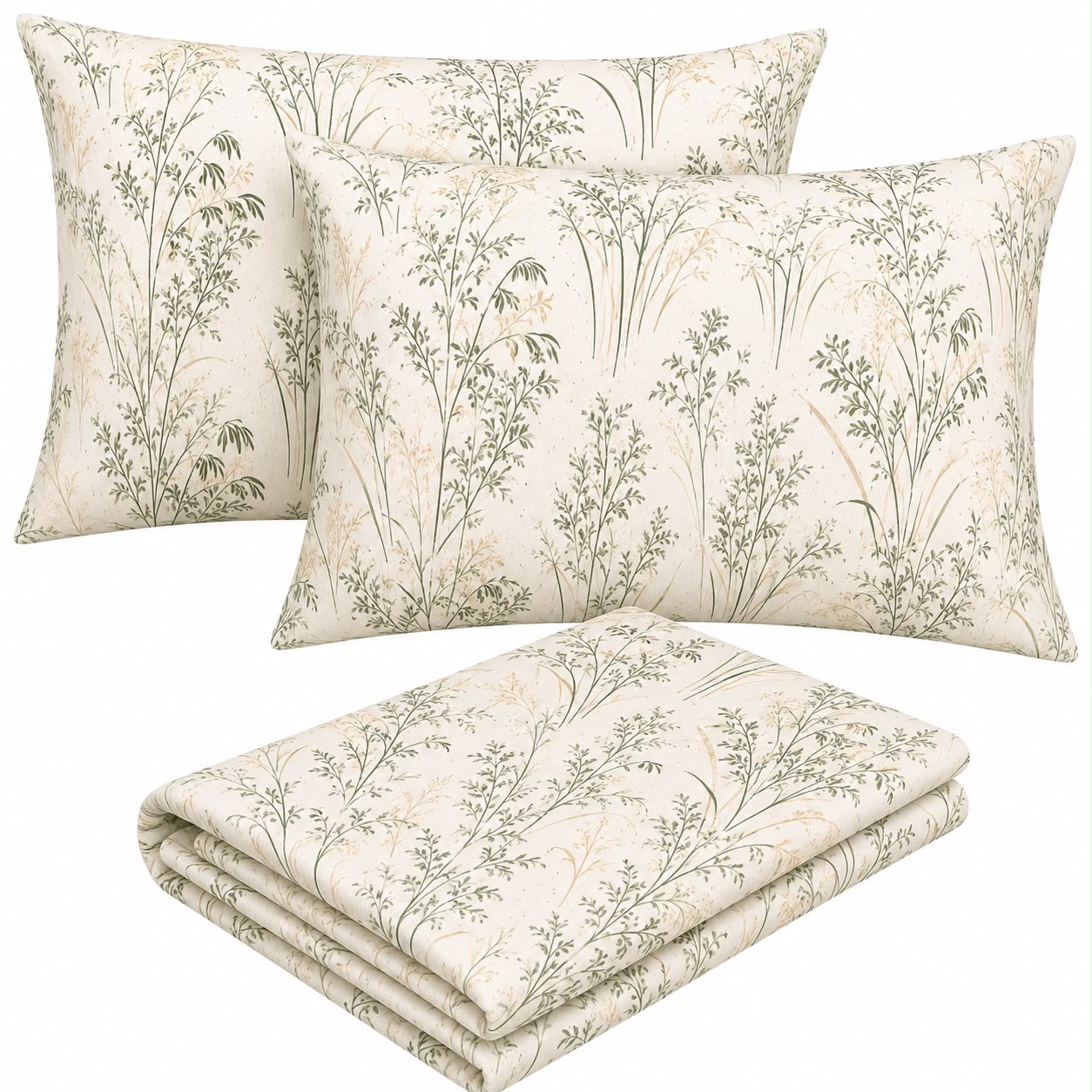 Breeze Green Flat Bed Sheet Set – Soft & Breathable Blended Cotton