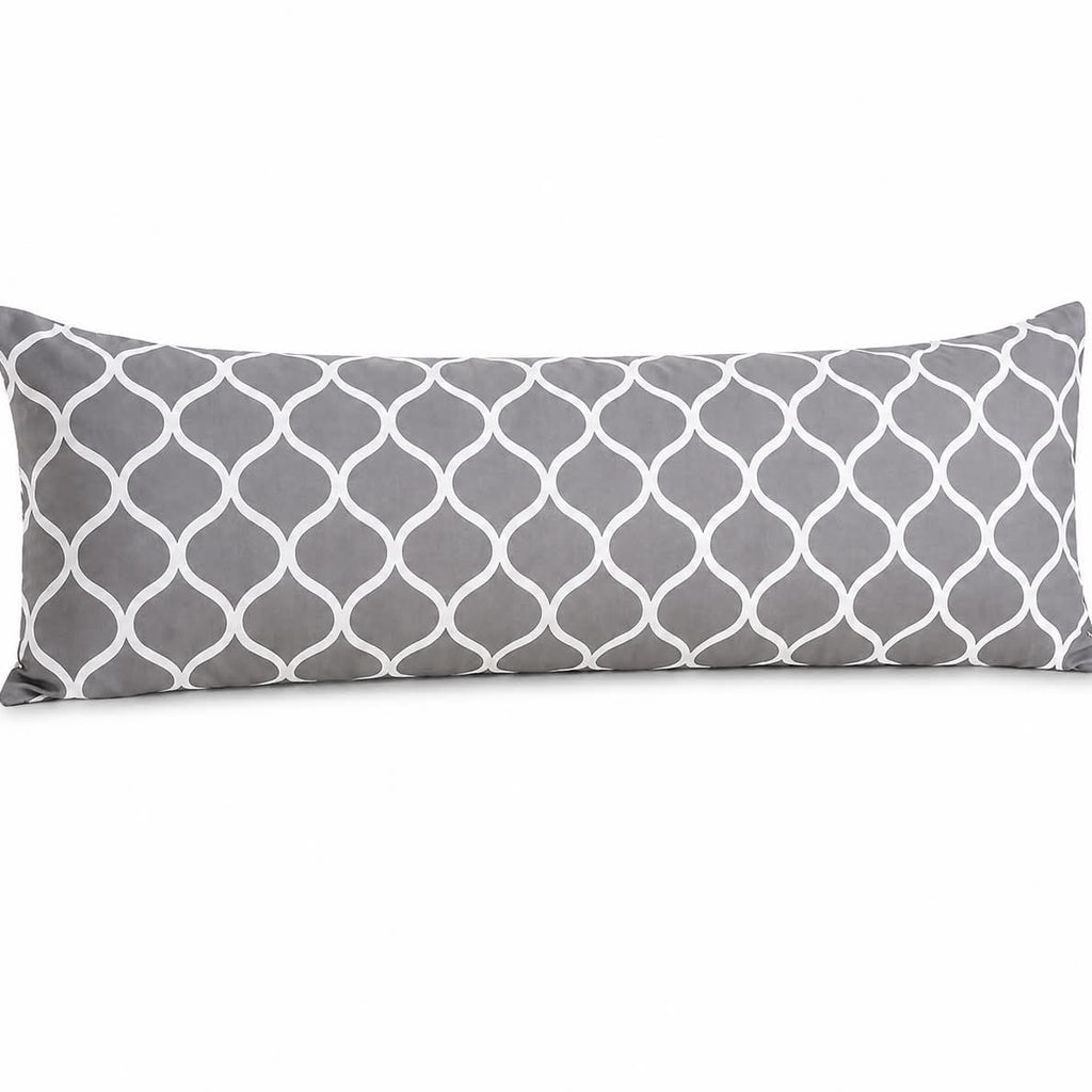 Gray Waves Long Pillowcase – Soft & Breathable Printed Microfiber